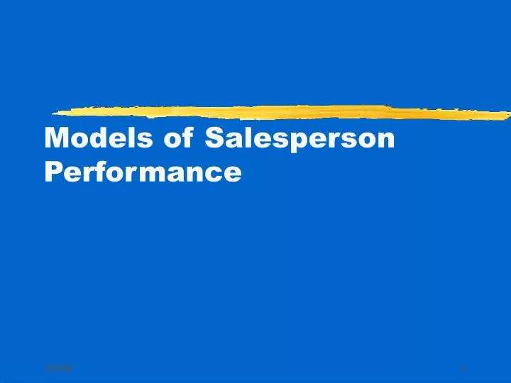 models of salesperson performance