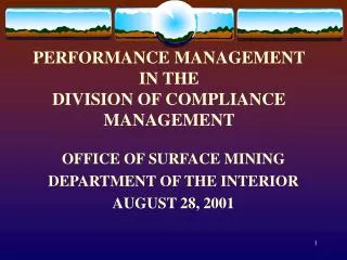 PERFORMANCE MANAGEMENT IN THE DIVISION OF COMPLIANCE MANAGEMENT
