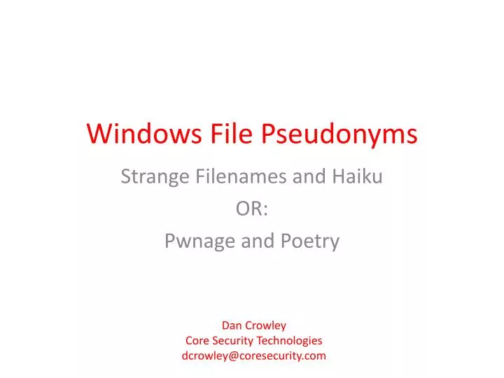 windows file pseudonyms