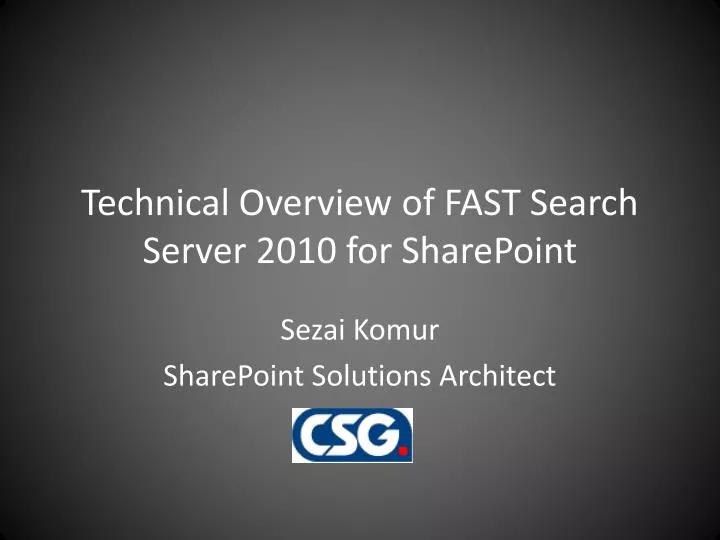technical overview of fast search server 2010 for sharepoint