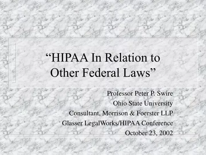 hipaa in relation to other federal laws