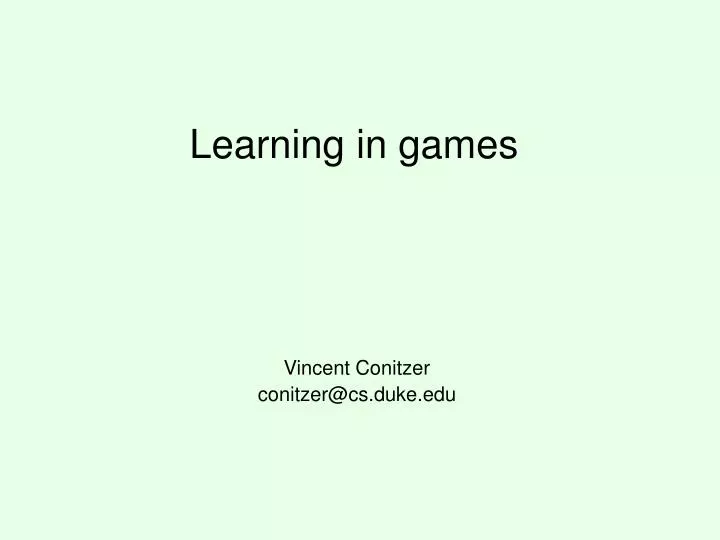 learning in games