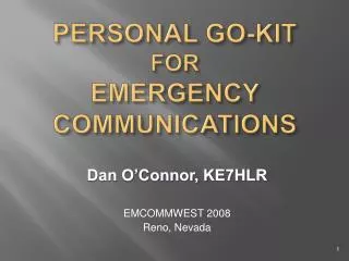 PERSONAL GO-KIT FOR EMERGENCY COMMUNICATIONS