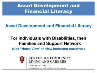 Asset Development and Financial Literacy