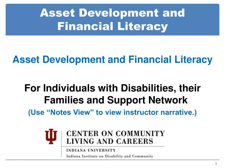 asset development and financial literacy
