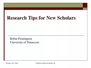 Research Tips for New Scholars