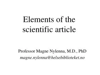 Elements of the scientific article