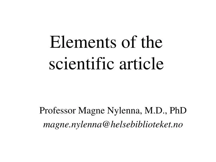 elements of the scientific article