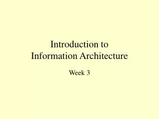 Introduction to Information Architecture