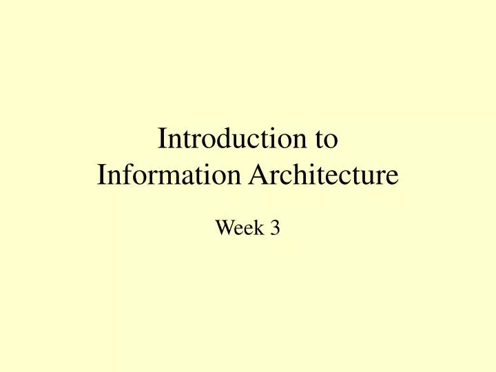 introduction to information architecture