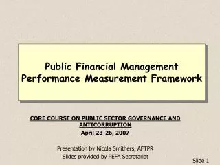 Public Financial Management Performance Measurement Framework