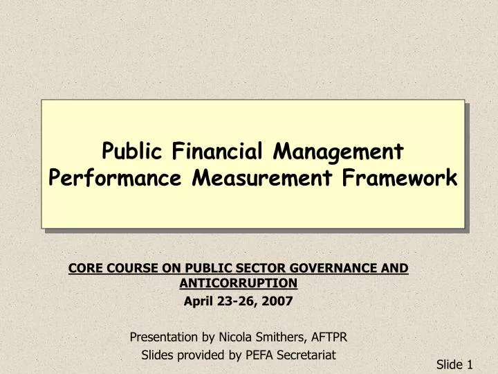 public financial management performance measurement framework