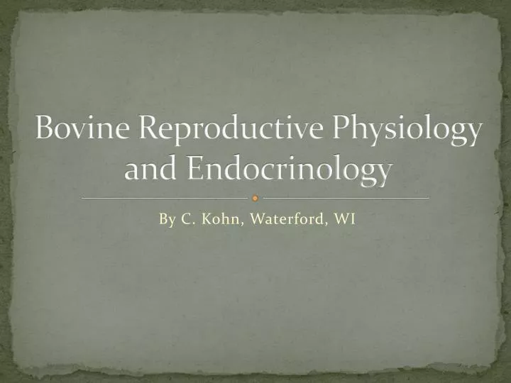 bovine reproductive physiology and endocrinology