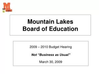Mountain Lakes Board of Education