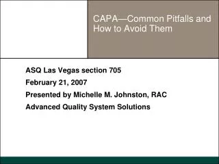 CAPA—Common Pitfalls and How to Avoid Them