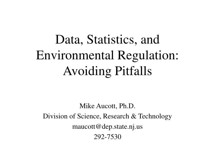 data statistics and environmental regulation avoiding pitfalls