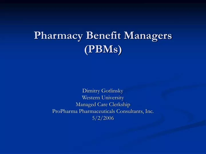 pharmacy benefit managers pbms