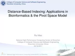 Distance-Based Indexing: Applications in Bioinformatics &amp; the Pivot Space Model