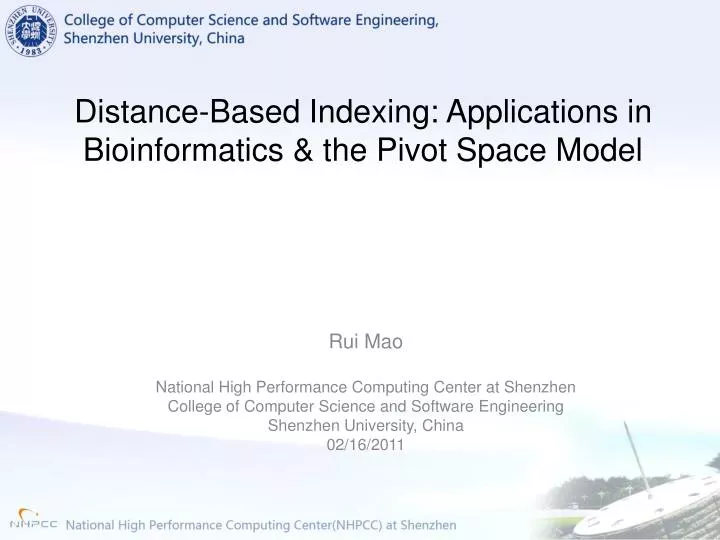 distance based indexing applications in bioinformatics the pivot space model