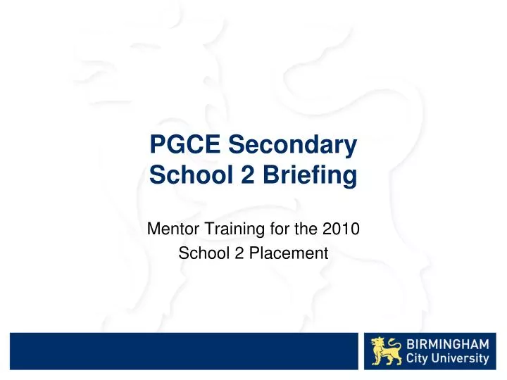 pgce secondary school 2 briefing