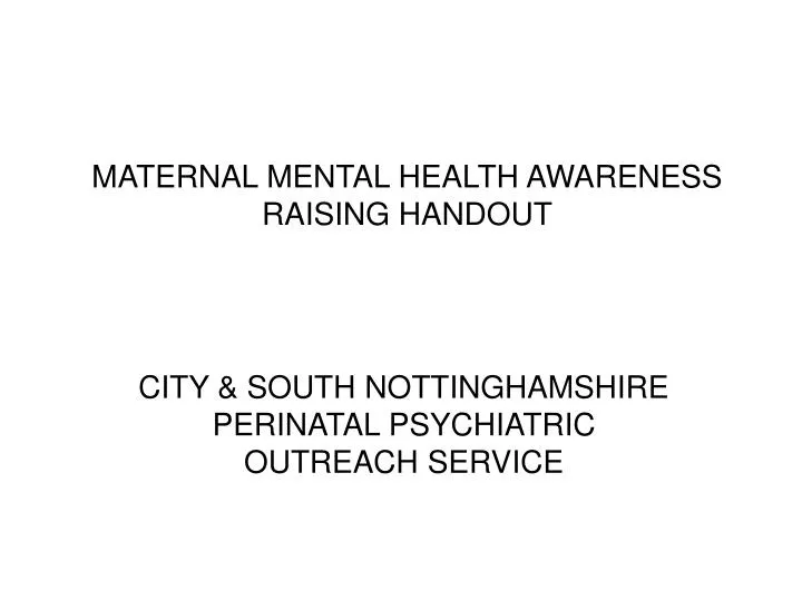 maternal mental health awareness raising handout