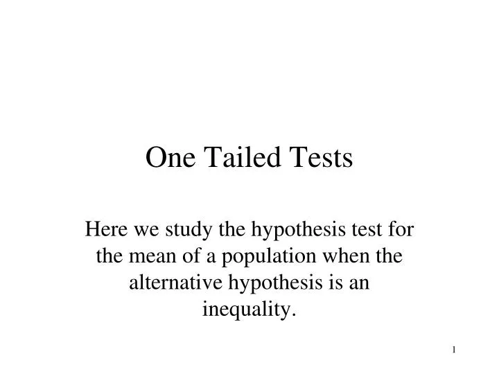 one tailed tests