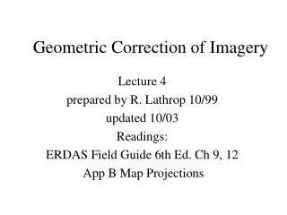 Geometric Correction of Imagery