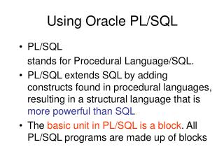 Using Oracle PL/SQL