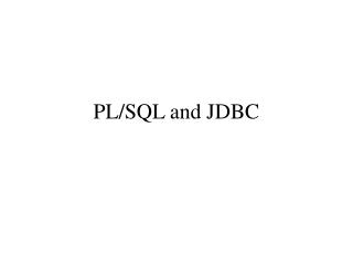 PL/SQL and JDBC