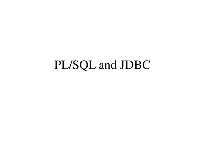 pl sql and jdbc
