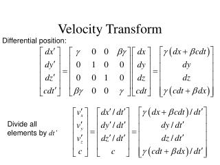 Velocity Transform