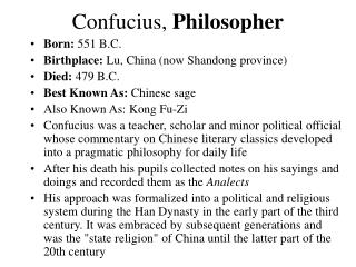Confucius, Philosopher