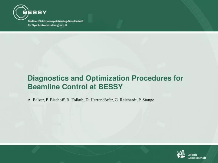 diagnostics and optimization procedures for beamline control at bessy