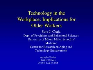 Technology in the Workplace: Implications for Older Workers