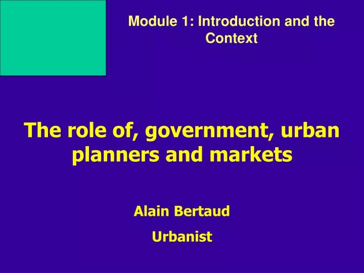 the role of government urban planners and markets