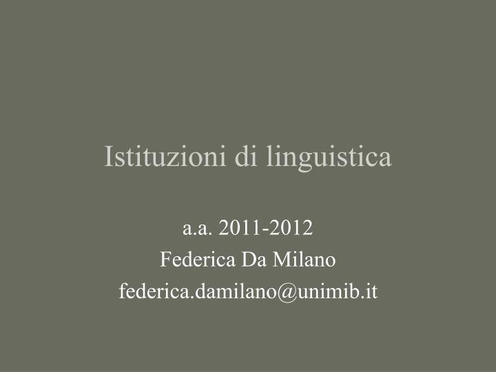 istituzioni di linguistica