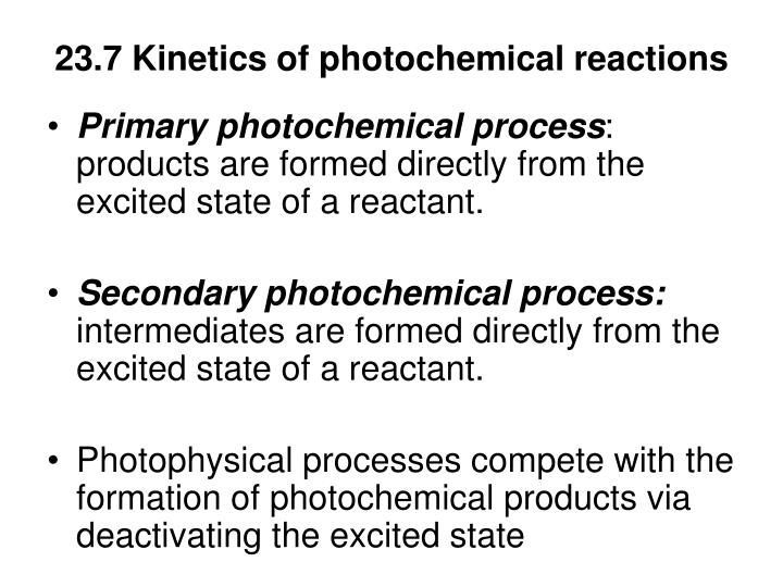 23 7 kinetics of photochemical reactions
