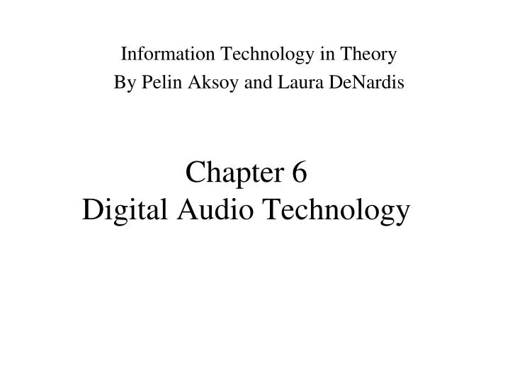 chapter 6 digital audio technology