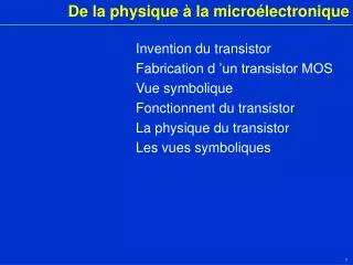 de la physique la micro lectronique