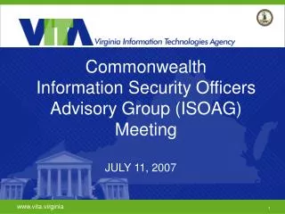 Commonwealth Information Security Officers Advisory Group (ISOAG) Meeting