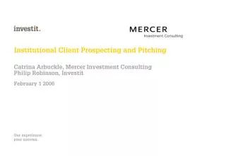 Institutional Client Prospecting and Pitching