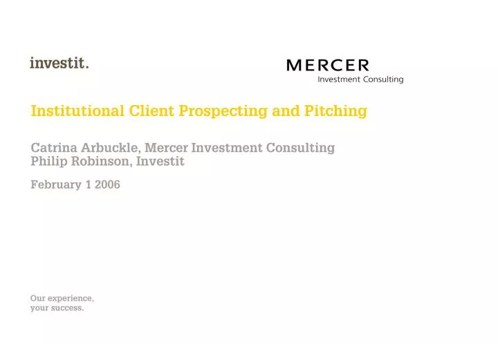 institutional client prospecting and pitching