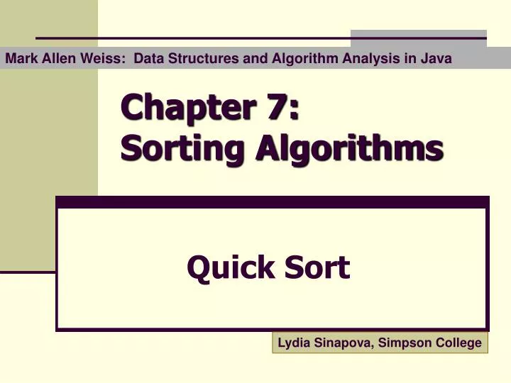 chapter 7 sor ting a lgorithms