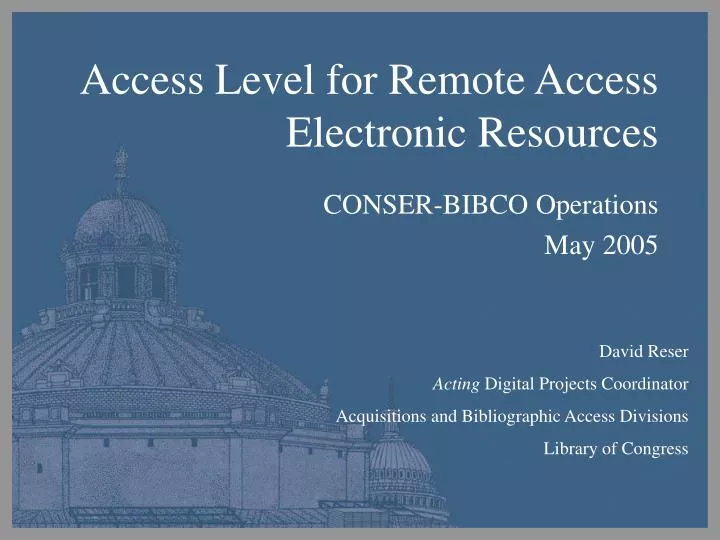 access level for remote access electronic resources