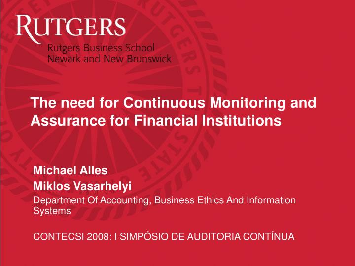 the need for continuous monitoring and assurance for financial institutions