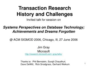 Transaction Research History and Challenges