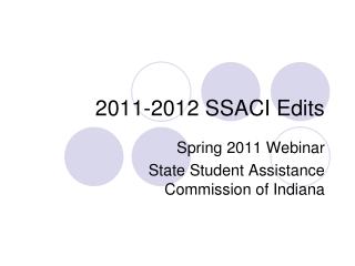 2011-2012 SSACI Edits
