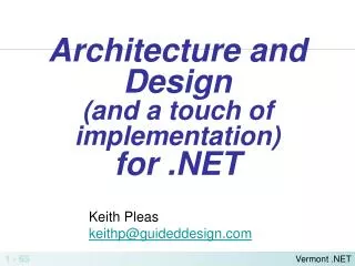 Architecture and Design (and a touch of implementation) for .NET