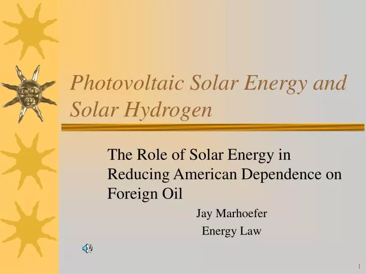 photovoltaic solar energy and solar hydrogen