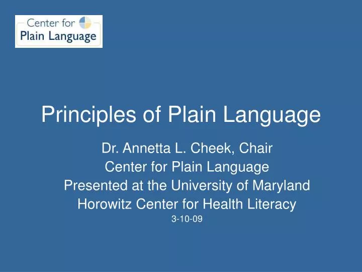 principles of plain language